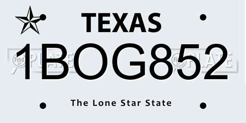 1BOG852 Texas License Plate