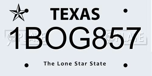 1BOG857 Texas License Plate
