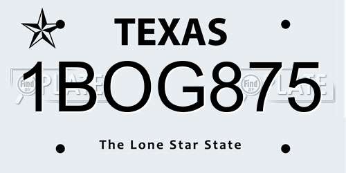 1BOG875 Texas License Plate