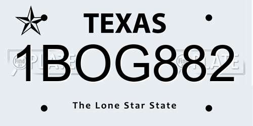 1BOG882 Texas License Plate