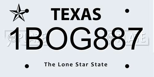 1BOG887 Texas License Plate
