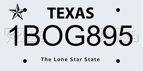 1BOG895 Texas License Plate