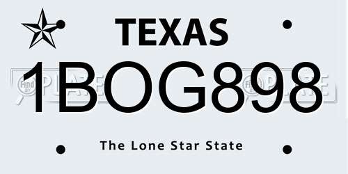 1BOG898 Texas License Plate
