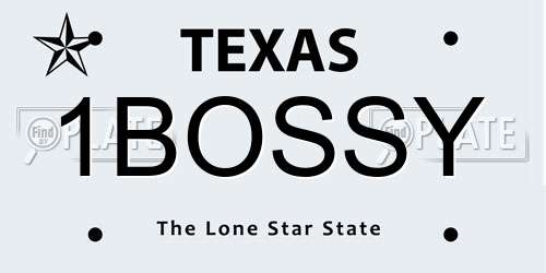1BOSSY Texas License Plate