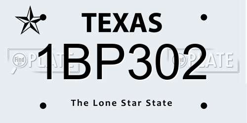 1BP302 Texas License Plate