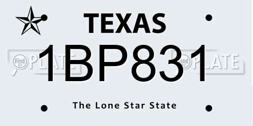 1BP831 Texas License Plate