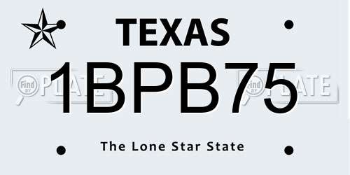 1BPB75 Texas License Plate