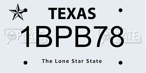1BPB78 Texas License Plate