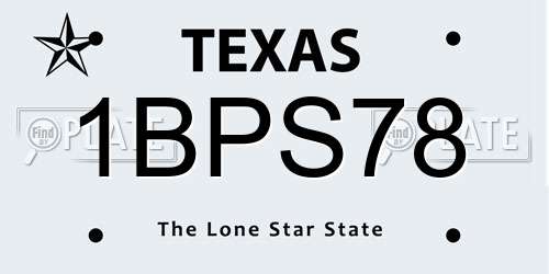 1BPS78 Texas License Plate