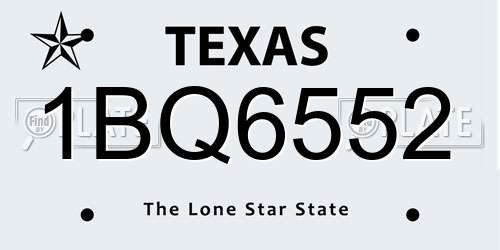 1BQ6552 Texas License Plate