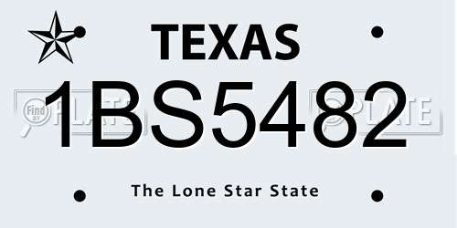 1BS5482 Texas License Plate
