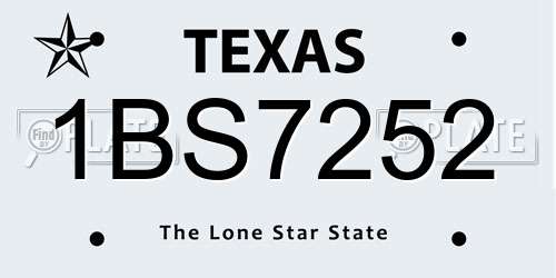 1BS7252 Texas License Plate