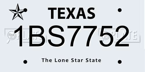 1BS7752 Texas License Plate