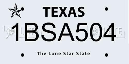 1BSA504 Texas License Plate