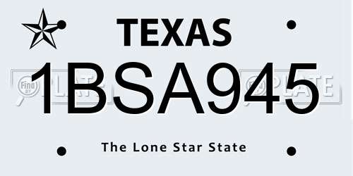 1BSA945 Texas License Plate
