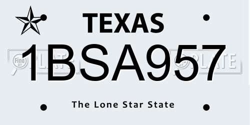 1BSA957 Texas License Plate