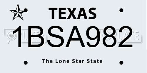 1BSA982 Texas License Plate