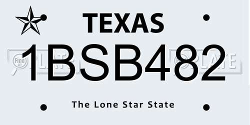 1BSB482 Texas License Plate