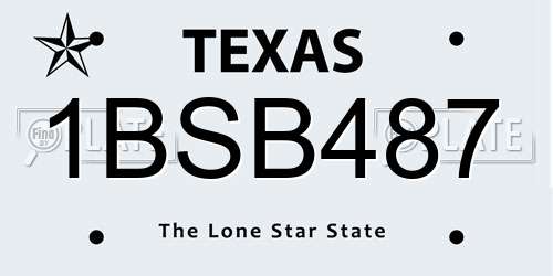1BSB487 Texas License Plate