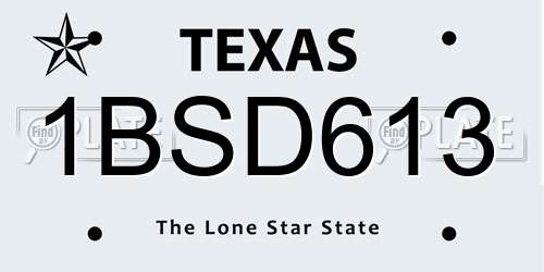 1BSD613 Texas License Plate