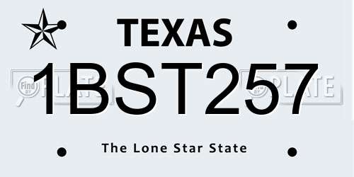 1BST257 Texas License Plate