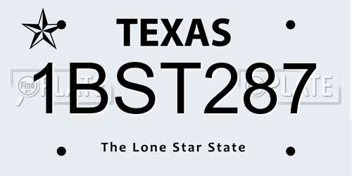 1BST287 Texas License Plate
