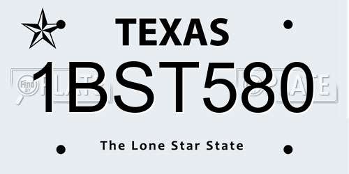 1BST580 Texas License Plate