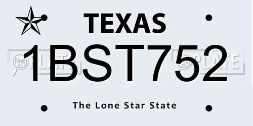 1BST752 Texas License Plate