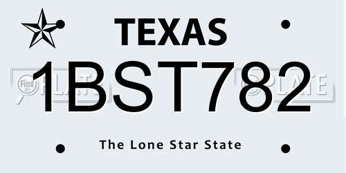 1BST782 Texas License Plate