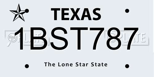 1BST787 Texas License Plate