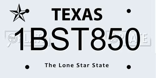 1BST850 Texas License Plate
