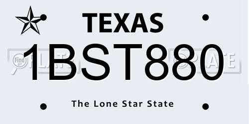 1BST880 Texas License Plate