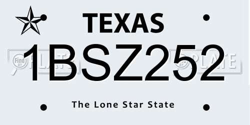 1BSZ252 Texas License Plate