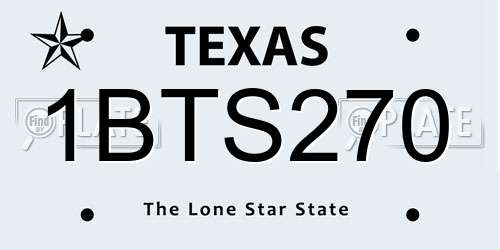 1BTS270 Texas License Plate