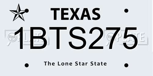 1BTS275 Texas License Plate