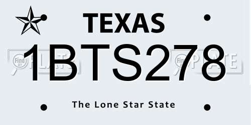 1BTS278 Texas License Plate