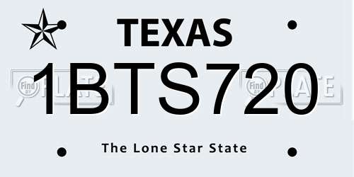1BTS720 Texas License Plate