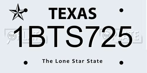 1BTS725 Texas License Plate