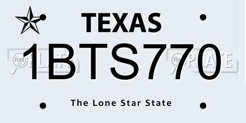 1BTS770 Texas License Plate