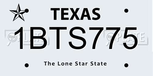 1BTS775 Texas License Plate