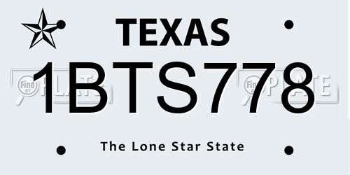 1BTS778 Texas License Plate