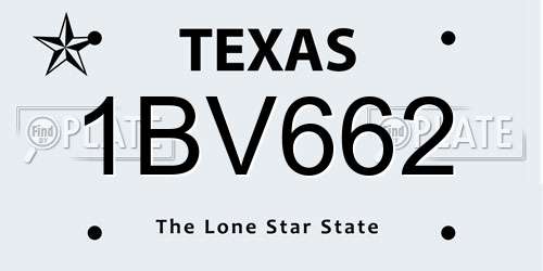 1BV662 Texas License Plate