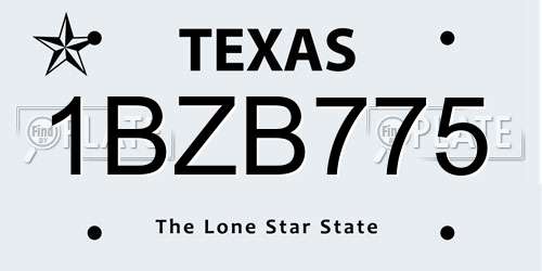 1BZB775 Texas License Plate