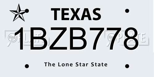 1BZB778 Texas License Plate