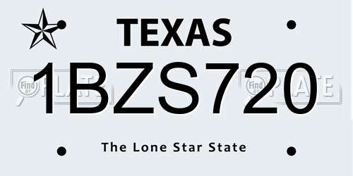 1BZS720 Texas License Plate