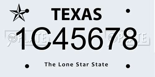 1C45678 Texas License Plate
