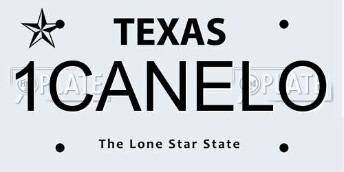 1CANELO Texas License Plate