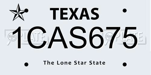 1CAS675 Texas License Plate