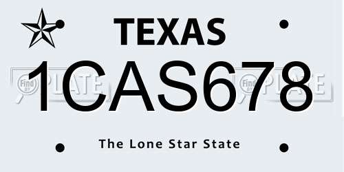 1CAS678 Texas License Plate