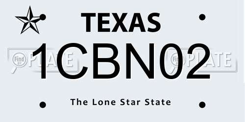 1CBN02 Texas License Plate